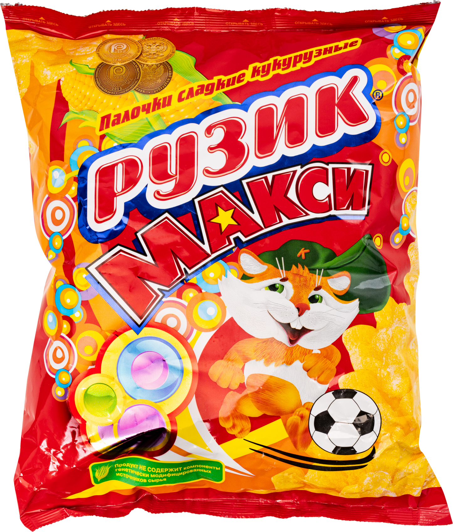 Ruzik, Sweet Corn Puff Sticks, Maxi, 150g/5.9oz - Extruded Snacks in Form of Sticks Powdered by Sugar (Pack of 24)
