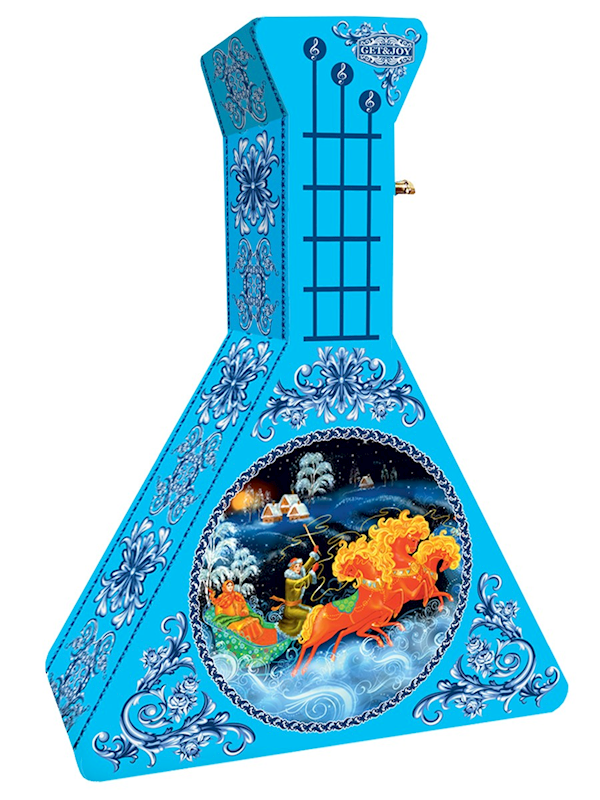 Get & Joy, "Balalaika" Musical Light Blue Metal Holiday Tea Gift Set, 50g/1.76oz (Pack of 30)