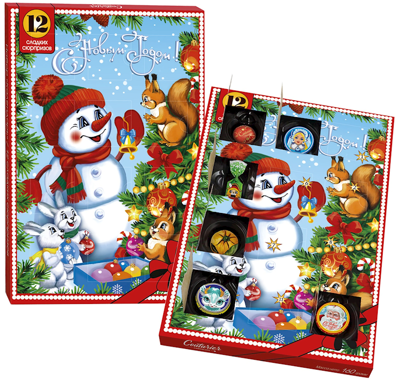 Couturier Holiday Calendar, 12 Sweet Surprises from Snegovik, 160g/5.64oz (Pack of 9)