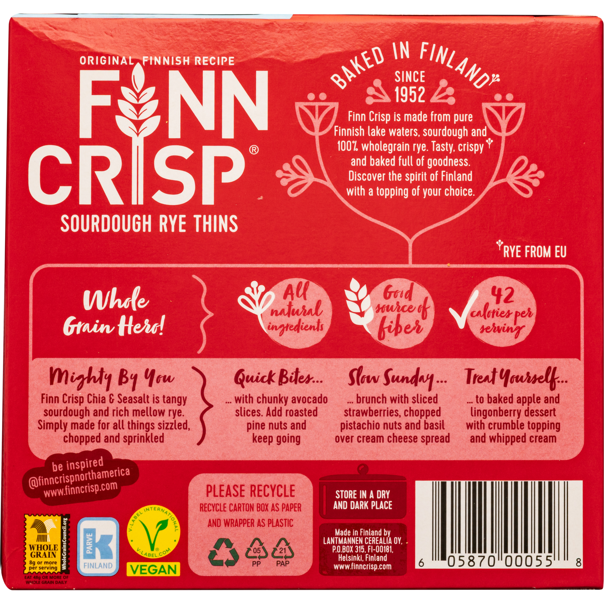 Finn Crisp Chia Seeds & Sea Salt Sourdough Rye Crispbread Thins, 6.8 oz (195 g)