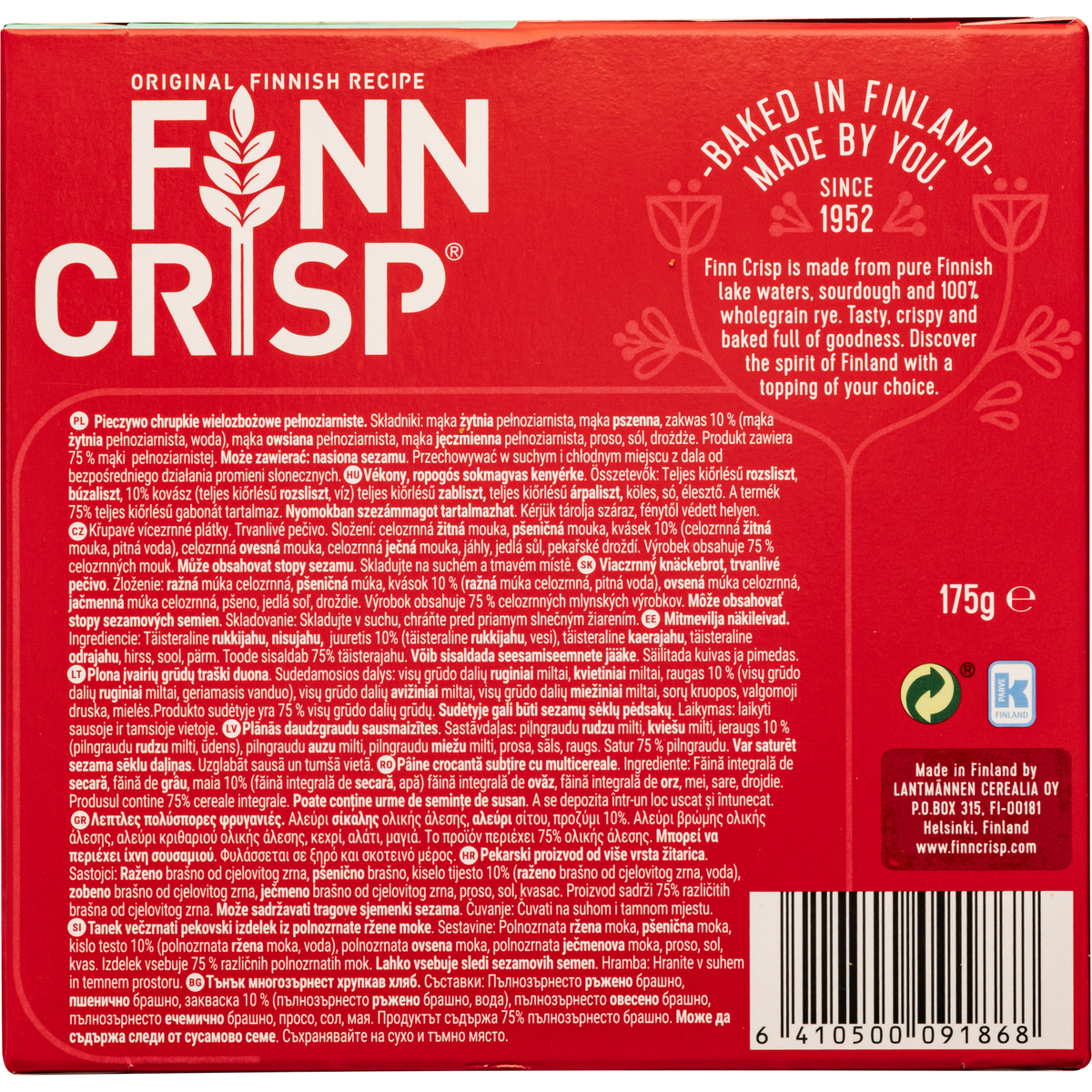 Finn Crisp Multigrain Five Cereals Sourdough Crispbread Thins, 6.1 oz (175 g)