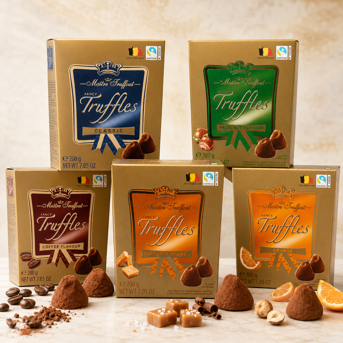 Maitre Truffout Salted Caramel Belgian Cocoa-Dusted Truffles, 200g