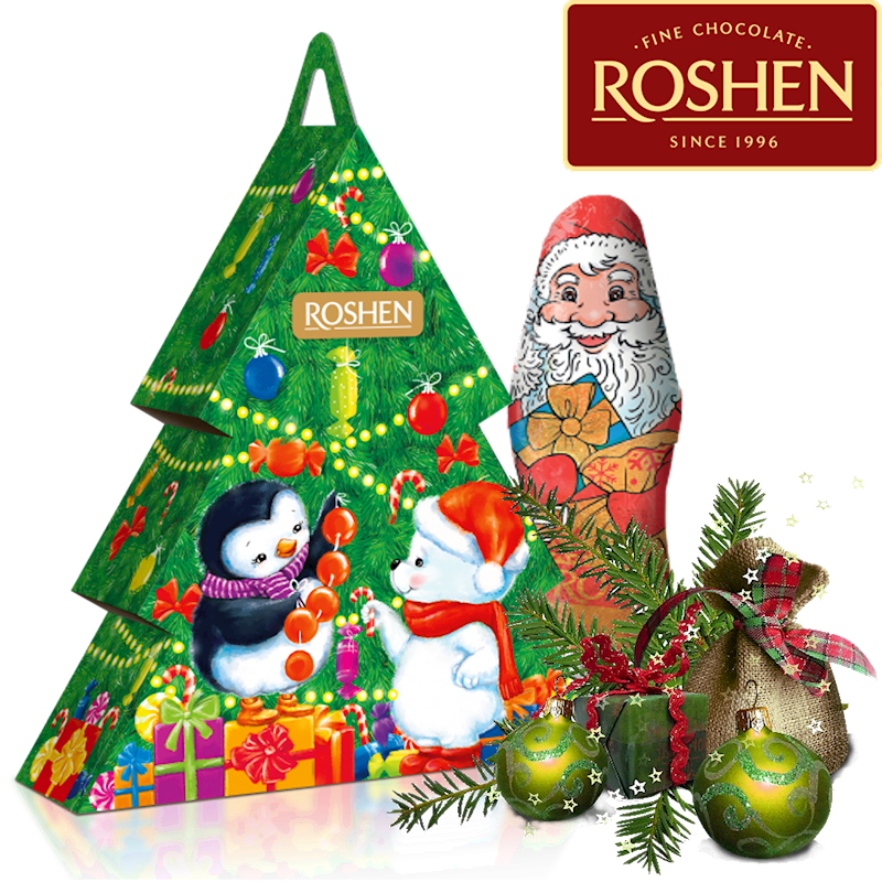 Roshen, "Christmas Tree" Holiday Candy Assortment Gift Set, 388g/13.69oz (Pack of 9)