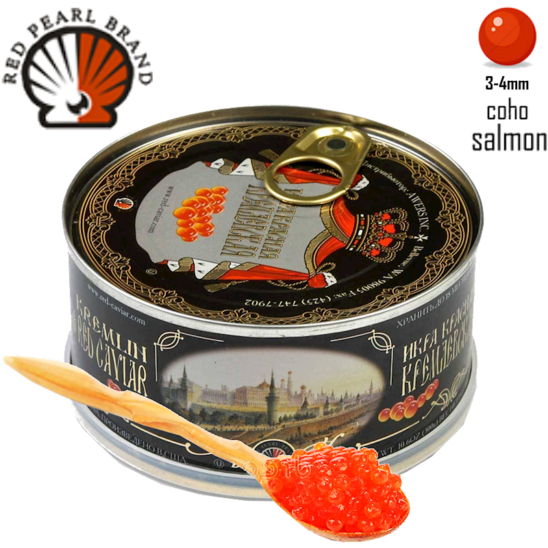 "Kremlin" Salmon Red Coho Caviar Can, Red Pearl Brand, 300g (PACK OF 3)