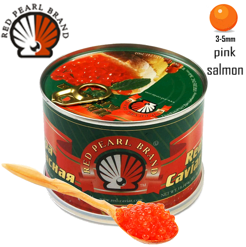 Pink Salmon Red Caviar Can, Red Pearl Brand, 454g (PACK OF 3)