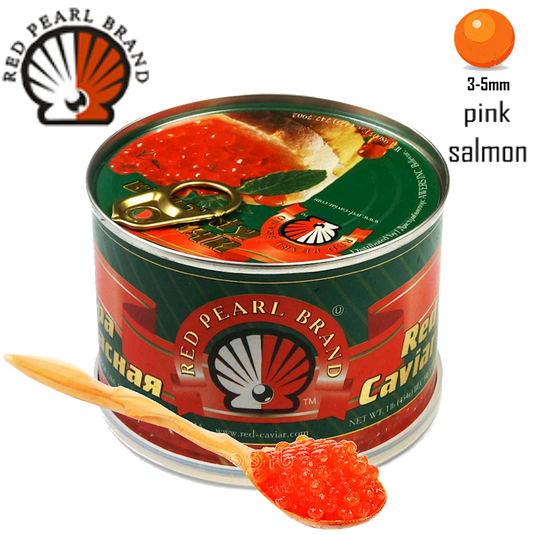 Pink Salmon Red Caviar Can, Red Pearl Brand, 454g (PACK OF 3)