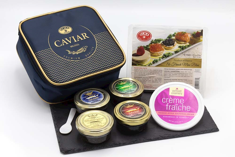 Supreme Black Caviar Gift Set (Beluga, Osetra, White Sturgeon & Siberian Osetra)