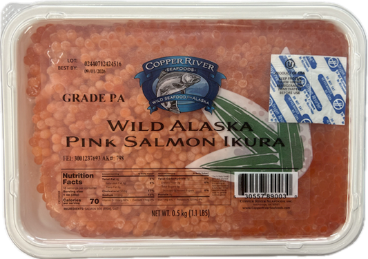 Wild Alaskan Pink Salmon Red Caviar, Copper River Seafoods, Kosher Whole Salmon Roe/Ikura, 500g/1.1lb (Pack of 2)