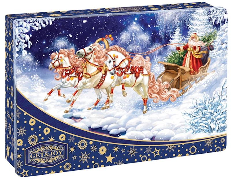 Get & Joy, "Ded Moroz na Troyke" Metal Holiday Tea Gift Set, 50g/1.76oz (Pack of 30)