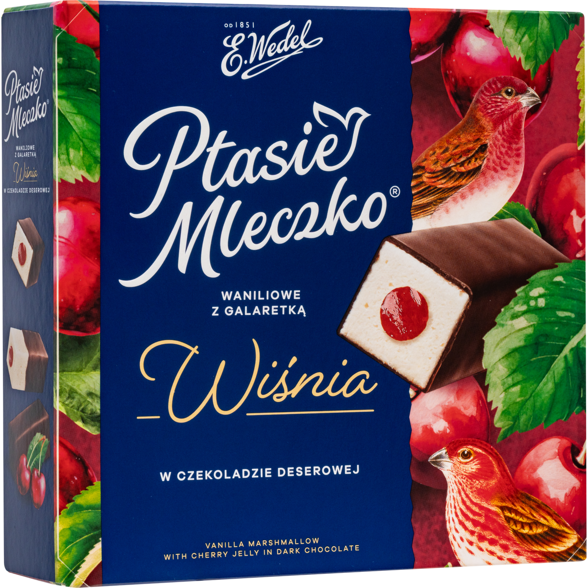E. Wedel Limited Edition Ptasie Mleczko Polish Bird's Milk – Vanilla Marshmallow with Cherry Jelly in Dark Chocolate, 340g