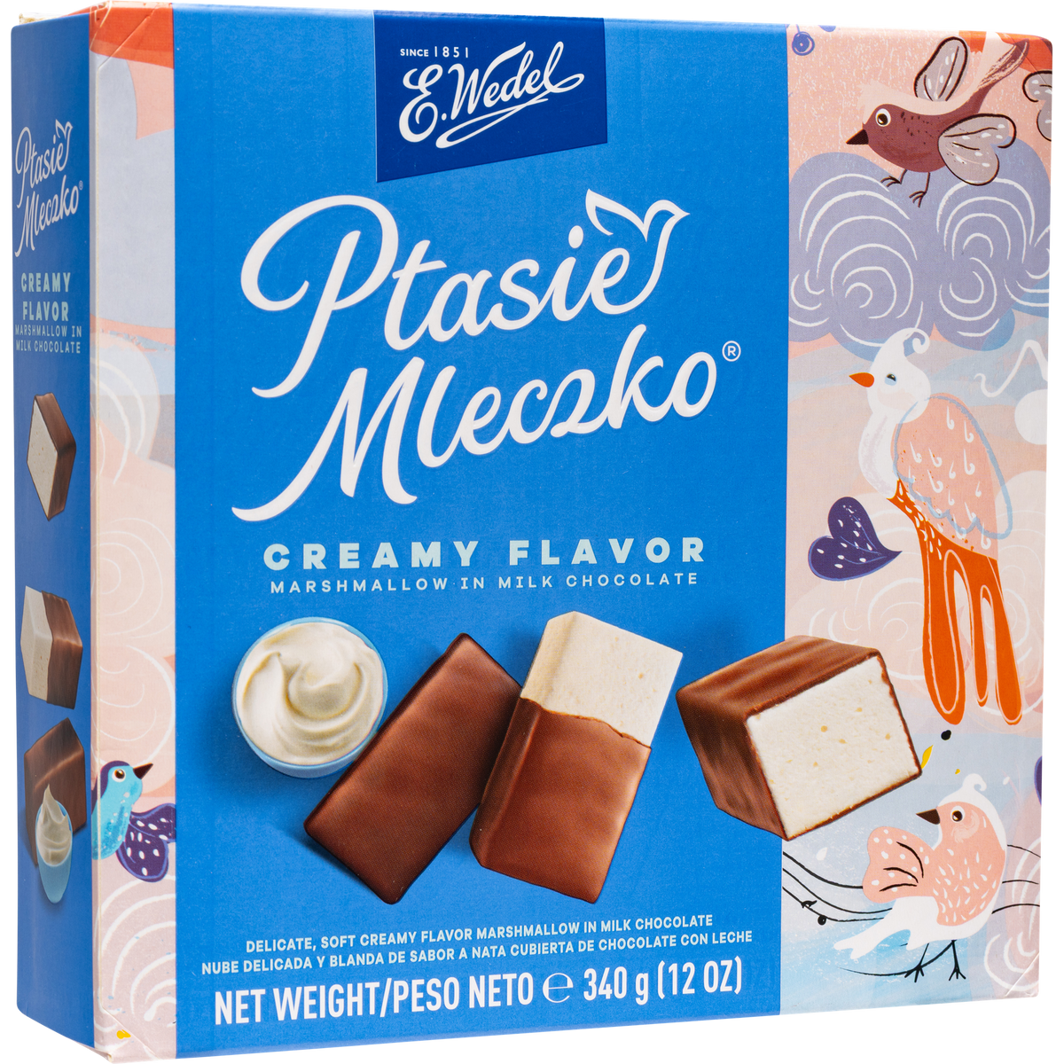 E. Wedel Ptasie Mleczko Polish Bird's Milk – Creamy Marshmallow in Milk Chocolate, 340g