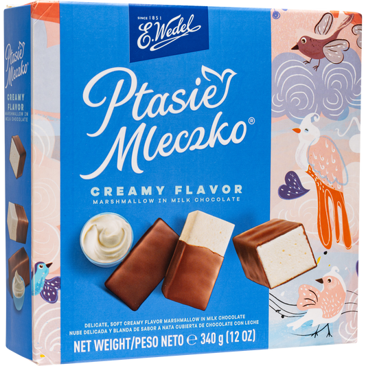 E. Wedel Ptasie Mleczko Polish Bird's Milk – Creamy Marshmallow in Milk Chocolate, 340g