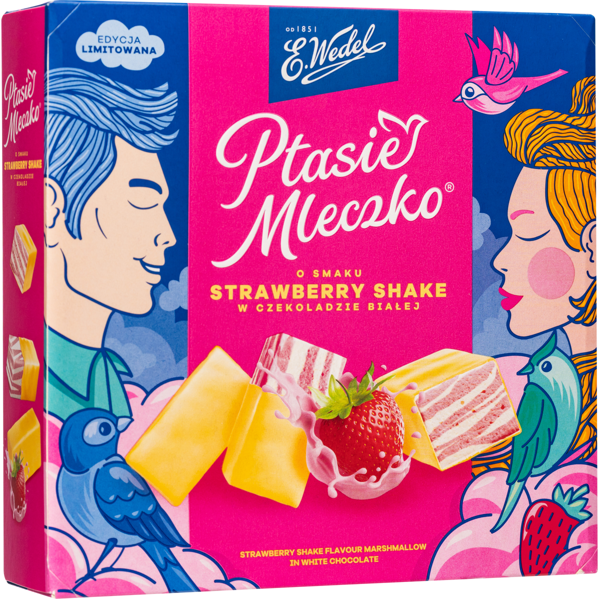 E. Wedel Limited Edition Ptasie Mleczko Polish Bird's Milk – Strawberry Shake in White Chocolate, 340g