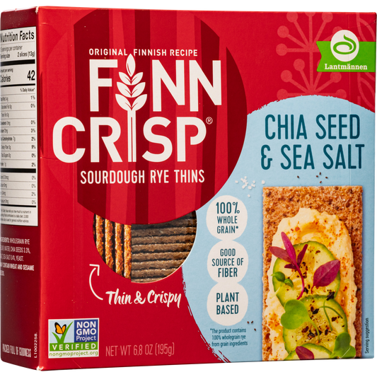 Finn Crisp Chia Seeds & Sea Salt Sourdough Rye Crispbread Thins, 6.8 oz (195 g)