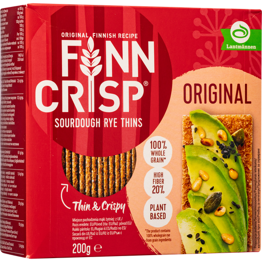 Finn Crisp Original Sourdough Rye Crispbread Thins, 100% Whole Grain, 7.05 oz (200 g)