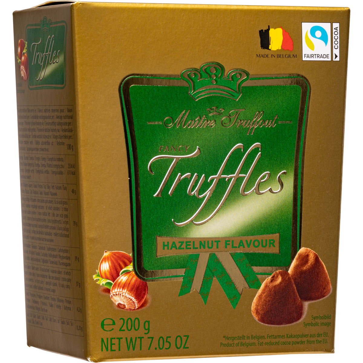 Maitre Truffout Hazelnut Flavor Belgian Cocoa-Dusted Truffles, 200g