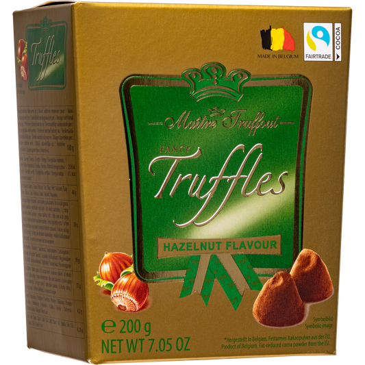 Maitre Truffout Hazelnut Flavor Belgian Cocoa-Dusted Truffles, 200g