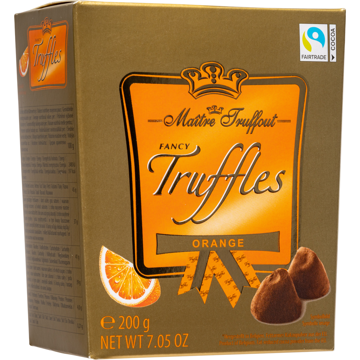 Maitre Truffout Orange Belgian Cocoa-Dusted Truffles, 200g