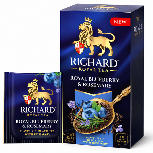 Richard Royal Blueberry & Rosemary Black Tea Bags with Apple, Mint & Bilberry, 25-Sachet Gift Box, 42.5g