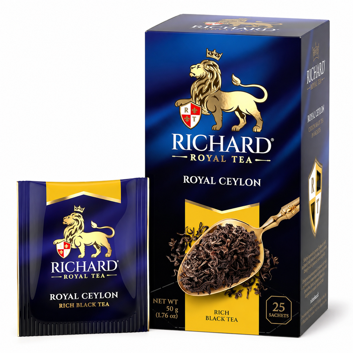 Richard Royal Ceylon Black Tea Bags from Sri Lanka, Rich & Full-Bodied, 25-Sachet Gift Box, 50g