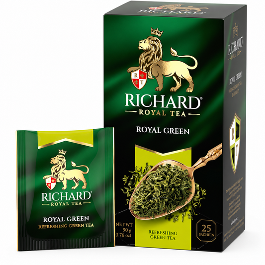 Richard Royal Chinese Refreshing Green Tea Bags, Smooth & Light, 25-Sachet Gift Box, 50g