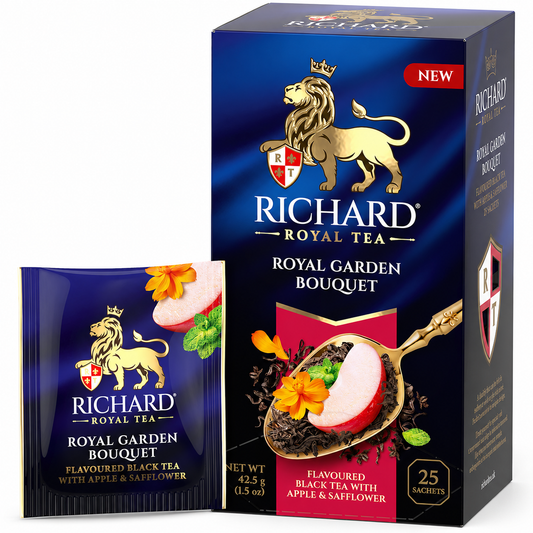 Richard Royal Garden Bouquet Black Tea Bags with Apple, Mint & Safflower, 25-Sachet Gift Box, 42.5g