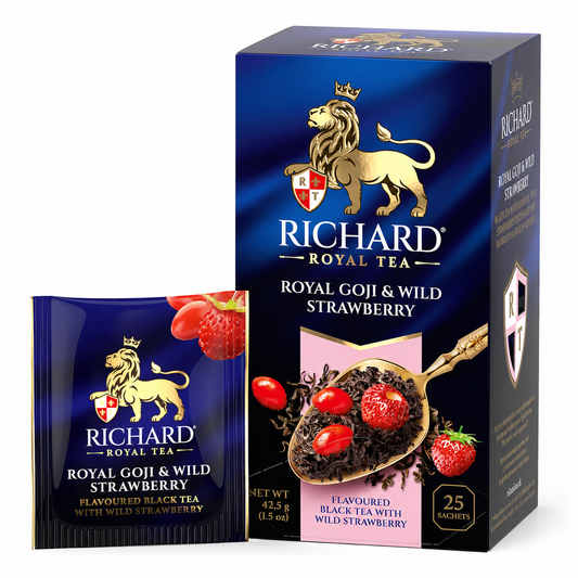 Richard Royal Goji Berries & Wild Strawberry Black Tea Bags, 25-Sachet Gift Box, 42.5g