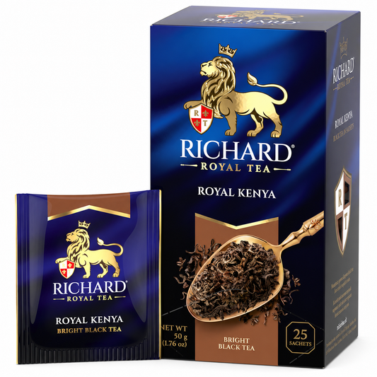 Richard Royal Kenya Black Tea Bags, Mountain-Grown Bright African Tea, 25-Sachet Gift Box, 50g