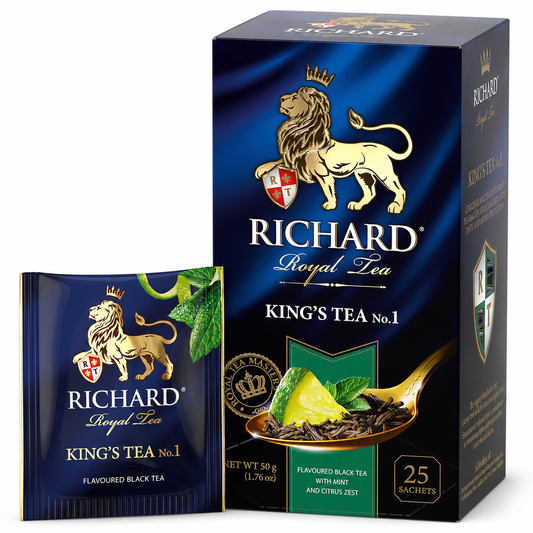 Richard Royal King's Tea No.1 Black Tea Bags with Lime & Citrus Zest, 25-Sachet Gift Box, 50g