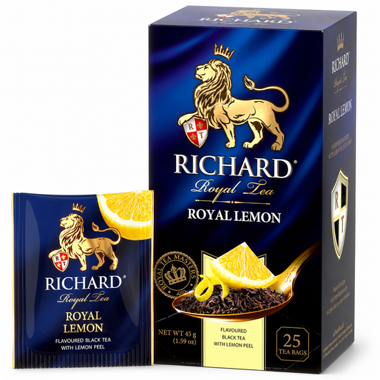 Richard Royal Lemon Black Tea Bags with Lemon Peel & Rosemary, 25-Sachet Gift Box, 45g