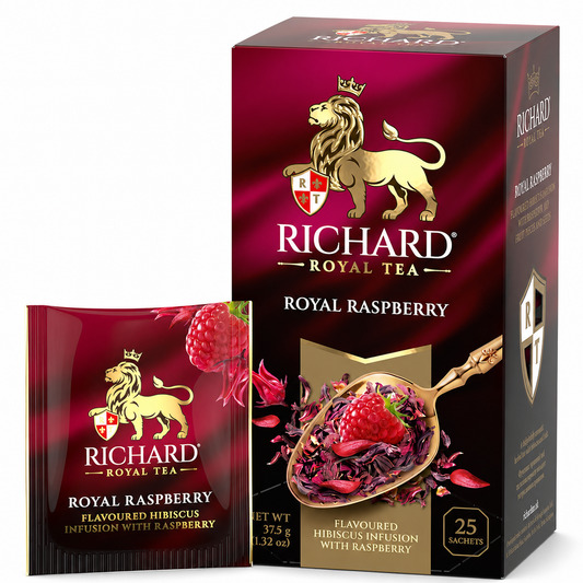 Richard Royal Raspberry Hibiscus Infusion Tea Bags with Rosehip, Apple & Raspberry, 25-Sachet Gift Box, 37.5g