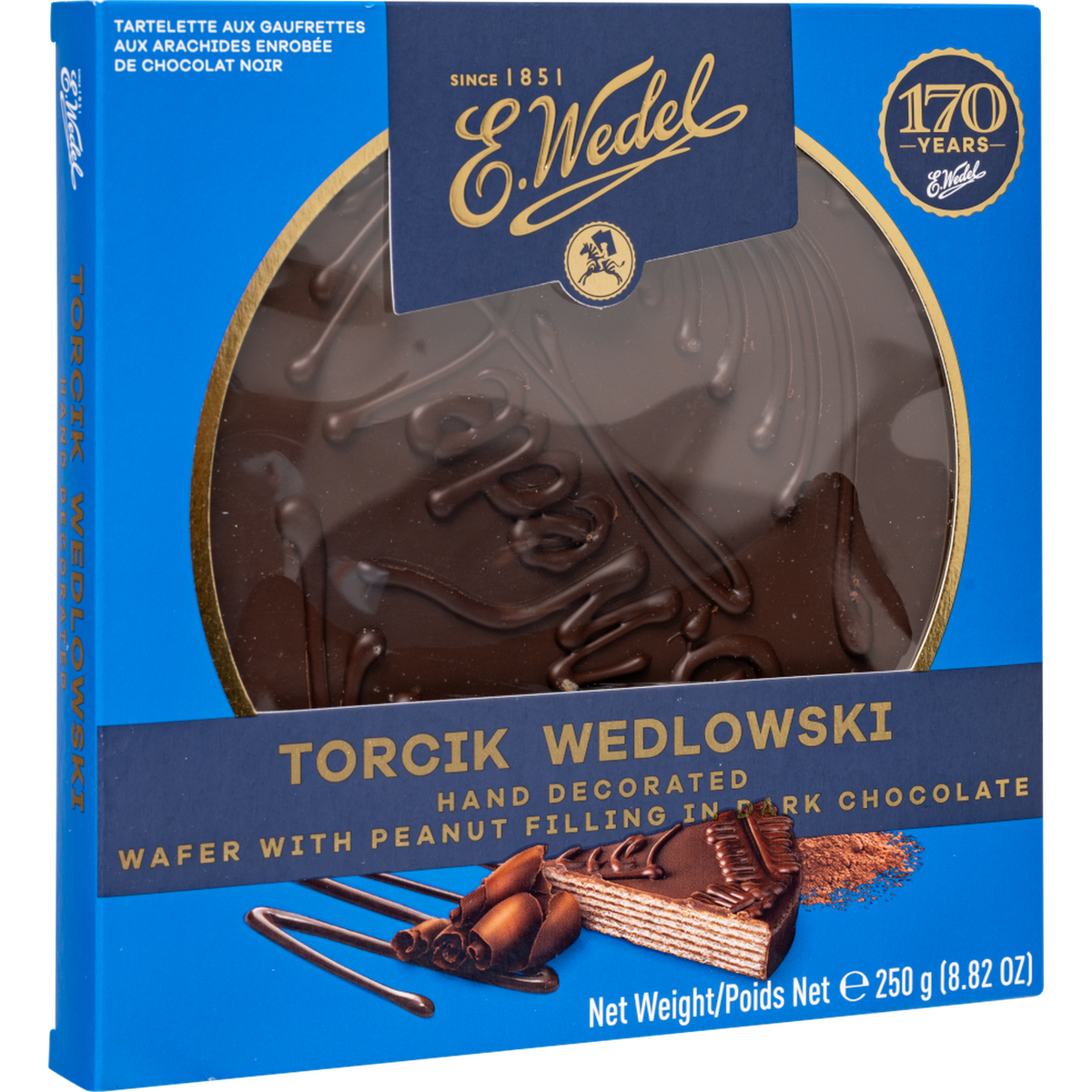 E. Wedel Torcik Wedlowski Hand-Decorated Dark Chocolate Wafer Cake, 8.82 oz (250 g)