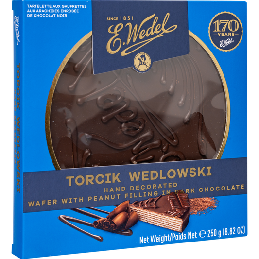E. Wedel Torcik Wedlowski Hand-Decorated Dark Chocolate Wafer Cake, 8.82 oz (250 g)