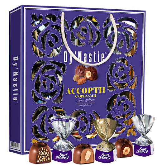 Dy'Nastie, Holiday Collection Milk Chocolate Candy with Nuts Assortment, 210g/7.41oz (Pack of 5)