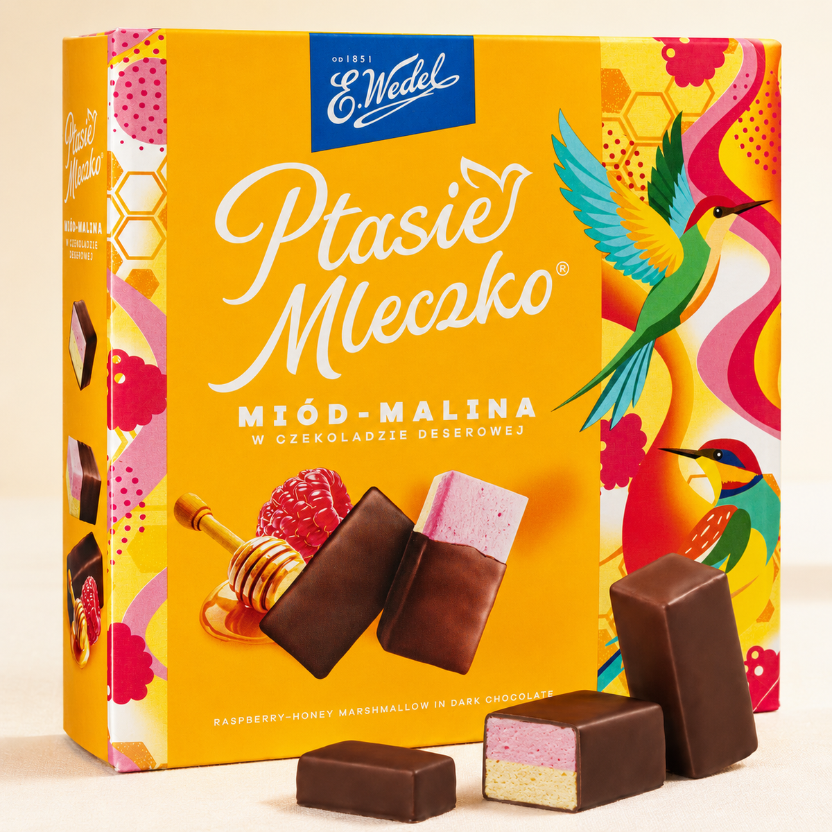 E. Wedel Limited Edition Ptasie Mleczko Polish Bird's Milk – Raspberry Honey in Dark Chocolate, 340g