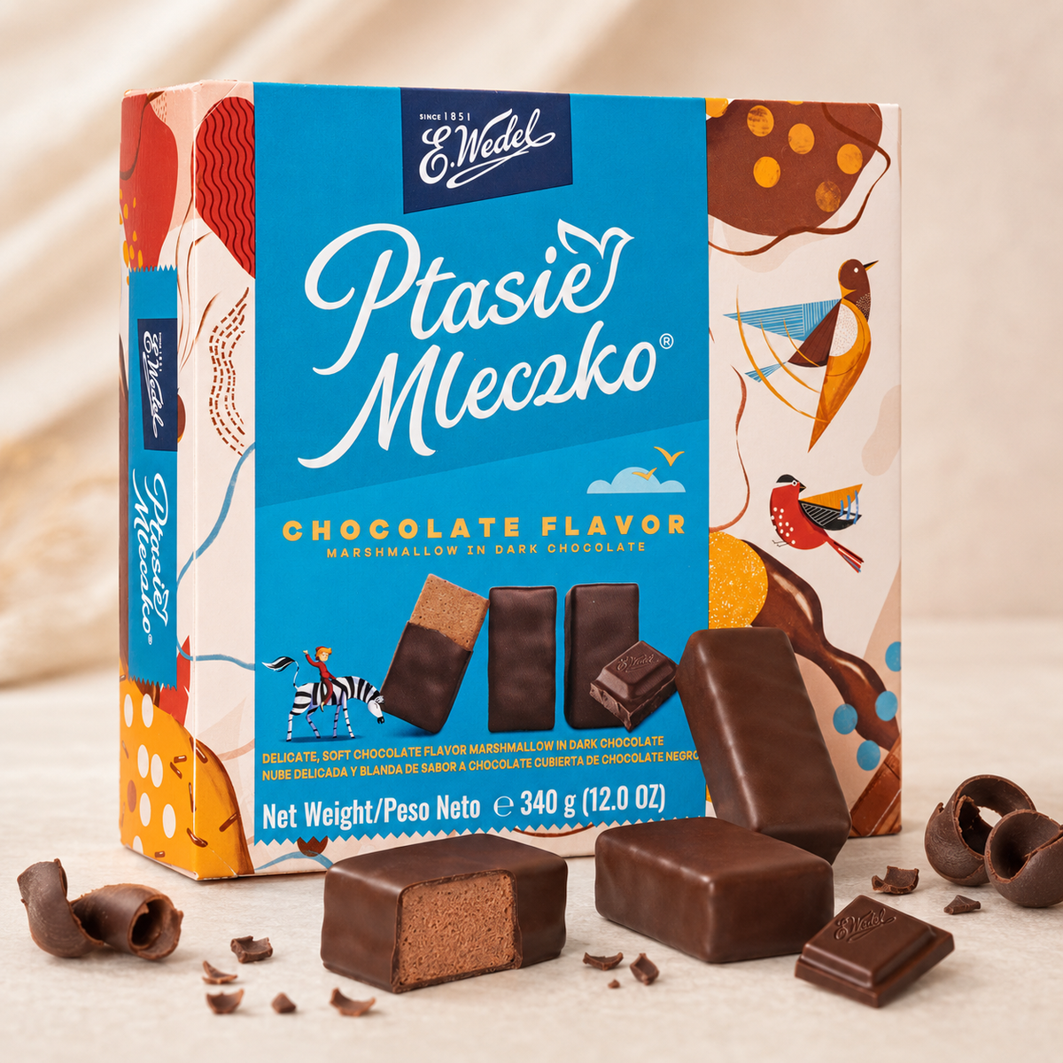E. Wedel Ptasie Mleczko Polish Bird's Milk – Chocolate Marshmallow in Dark Chocolate, 340g
