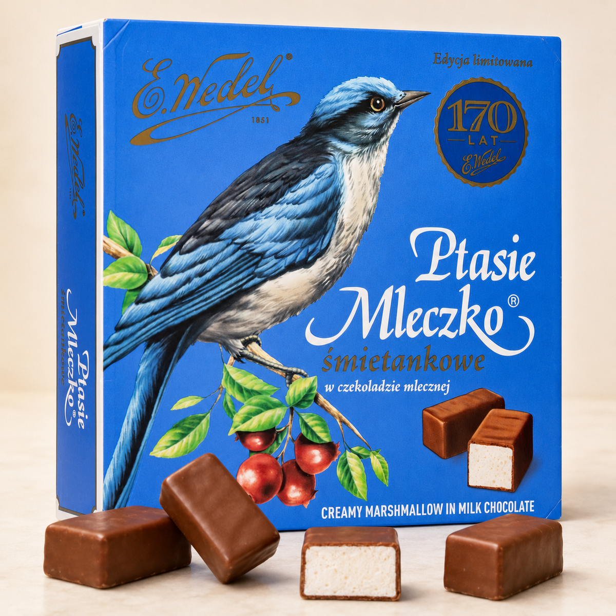 E. Wedel Vintage Ptasie Mleczko Bird’s Milk Cream Marshmallows in Milk Chocolate, 36 Pieces, 12 oz (340 g)