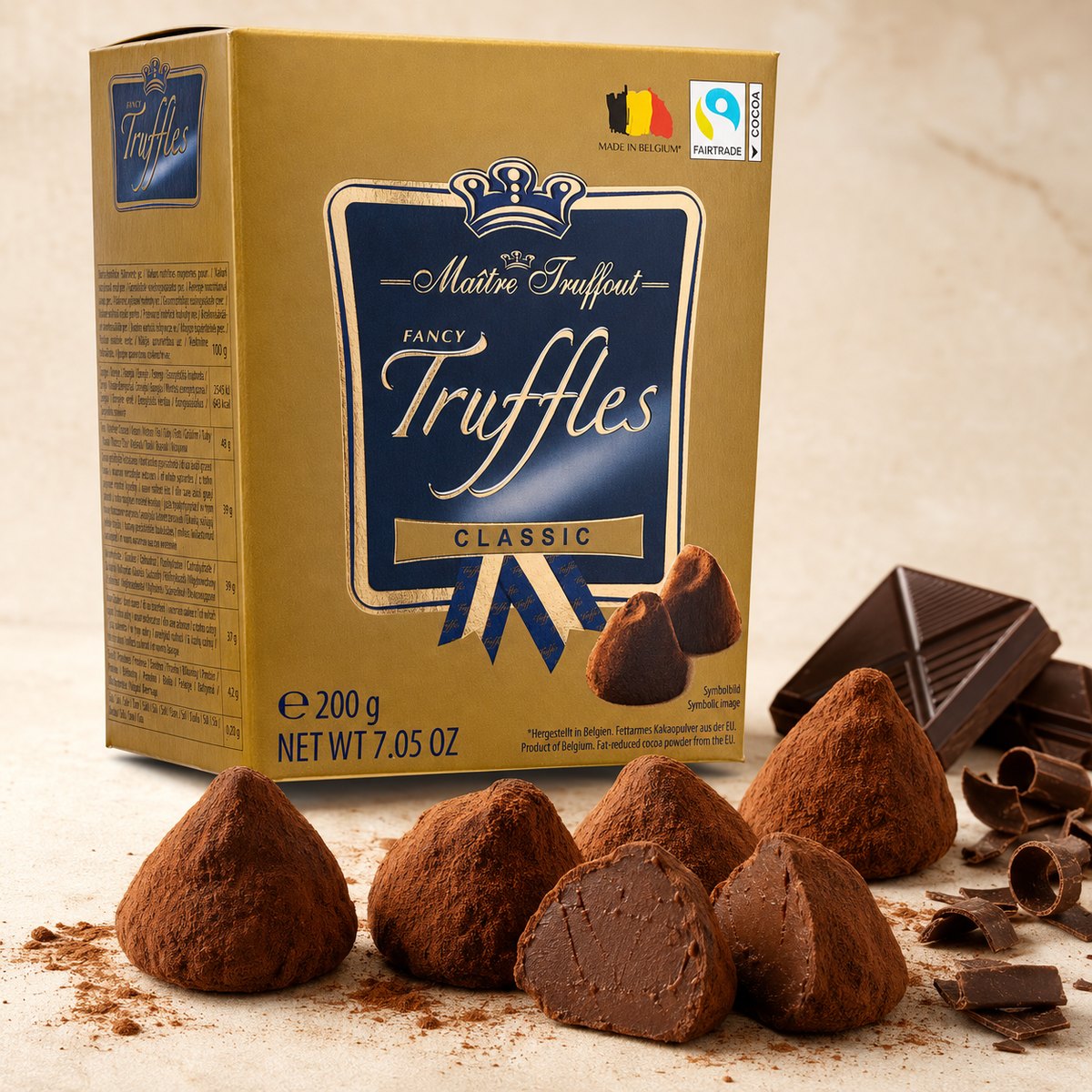 Maitre Truffout Classic Belgian Cocoa-Dusted Truffles, 200g