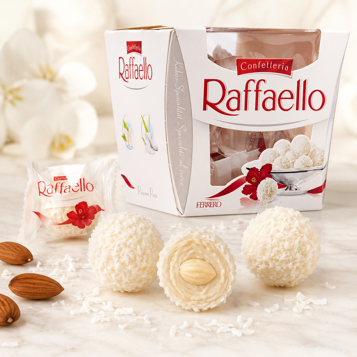Ferrero Raffaello Coconut Almond Wafer Candy Gift Box, 14 Pieces, 5.29 oz (150 g)