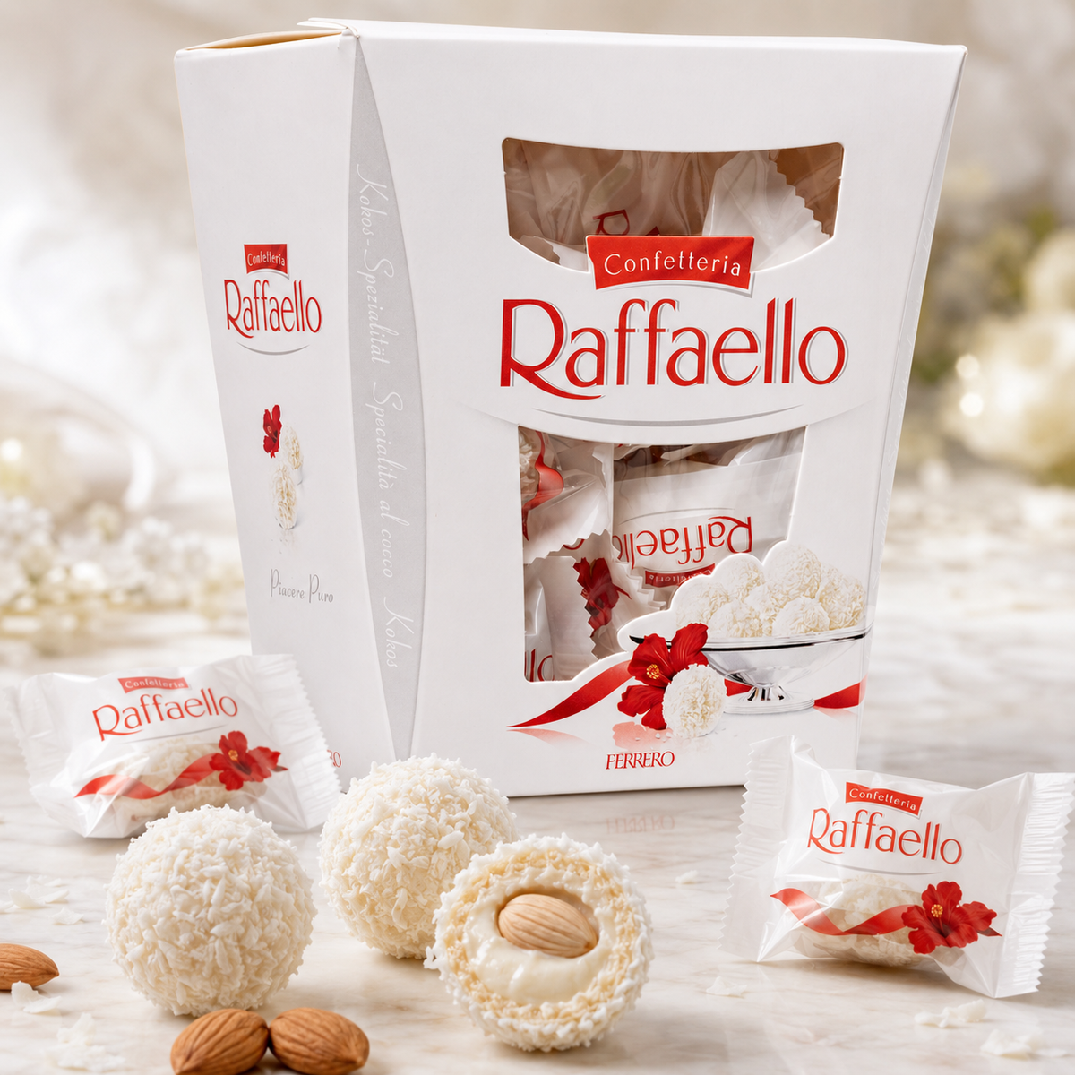 Ferrero Raffaello Coconut Almond Wafer Candy Gift Box, 22 Pieces, 8.05 oz (230 g)