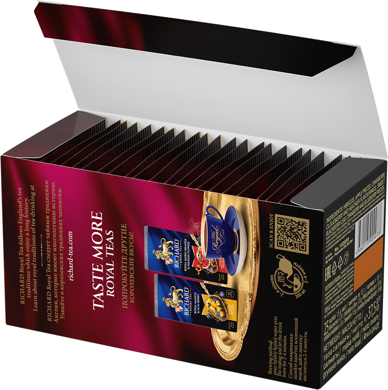 Richard Royal Cranberry & Cloudberry Hibiscus Infusion Tea Bags with Apple & Berries, 25-Sachet Gift Box, 37.5g