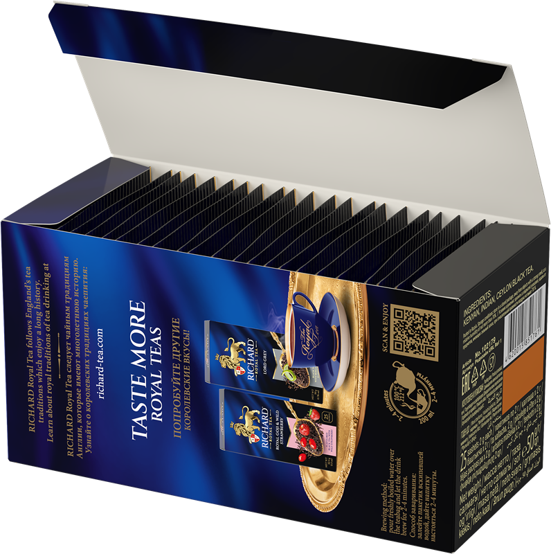 Richard Royal English Breakfast Black Tea Bags, Strong Full-Bodied Blend, 25-Sachet Gift Box, 50g