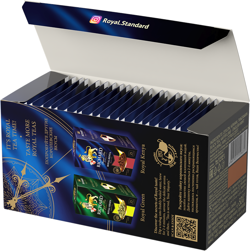 Richard Royal King's Tea No.1 Black Tea Bags with Lime & Citrus Zest, 25-Sachet Gift Box, 50g