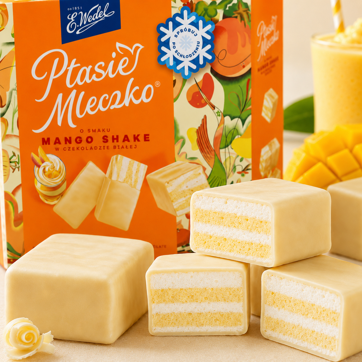 E. Wedel Limited Edition Ptasie Mleczko Polish Bird's Milk – Mango Shake in White Chocolate, 340g