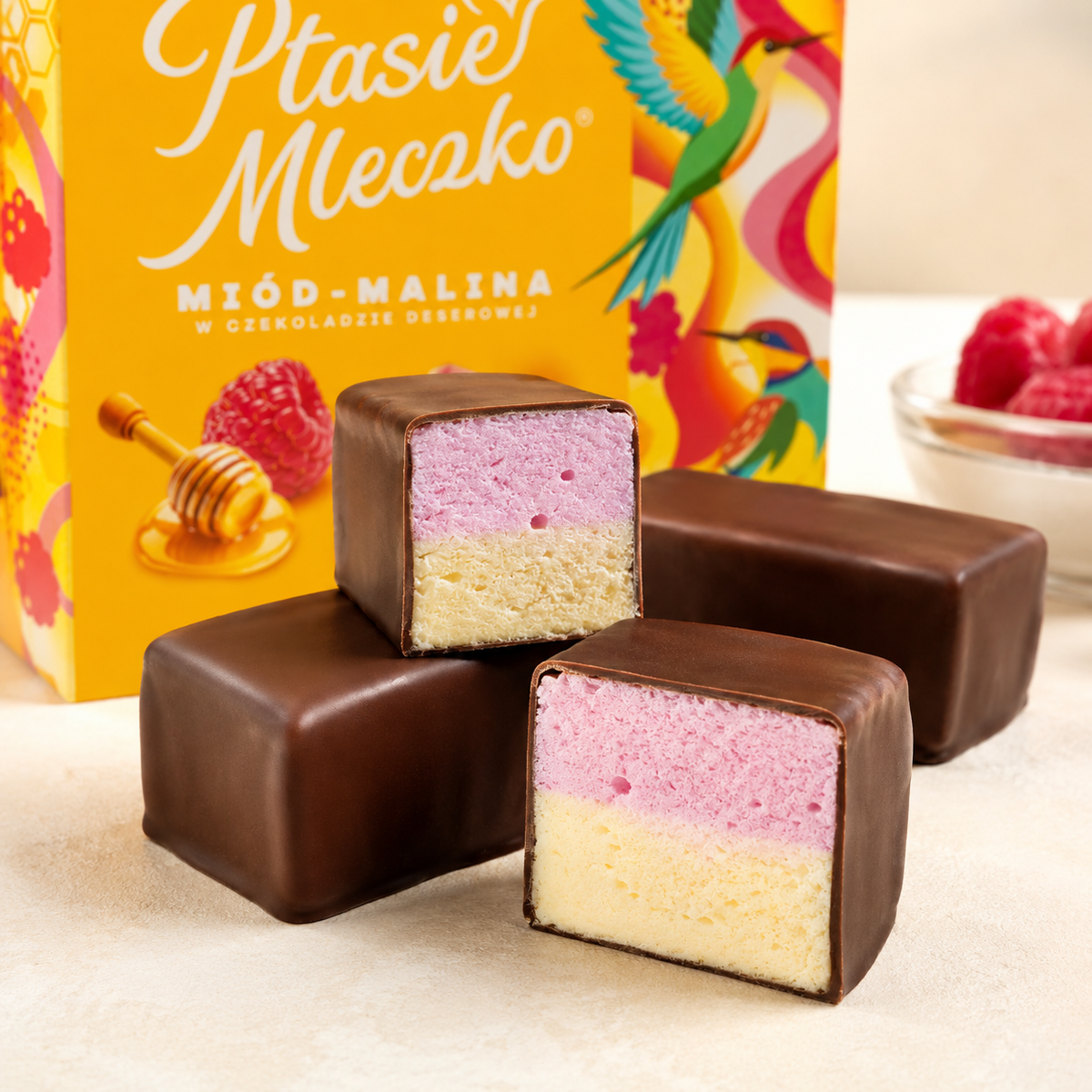 E. Wedel Limited Edition Ptasie Mleczko Polish Bird's Milk – Raspberry Honey in Dark Chocolate, 340g