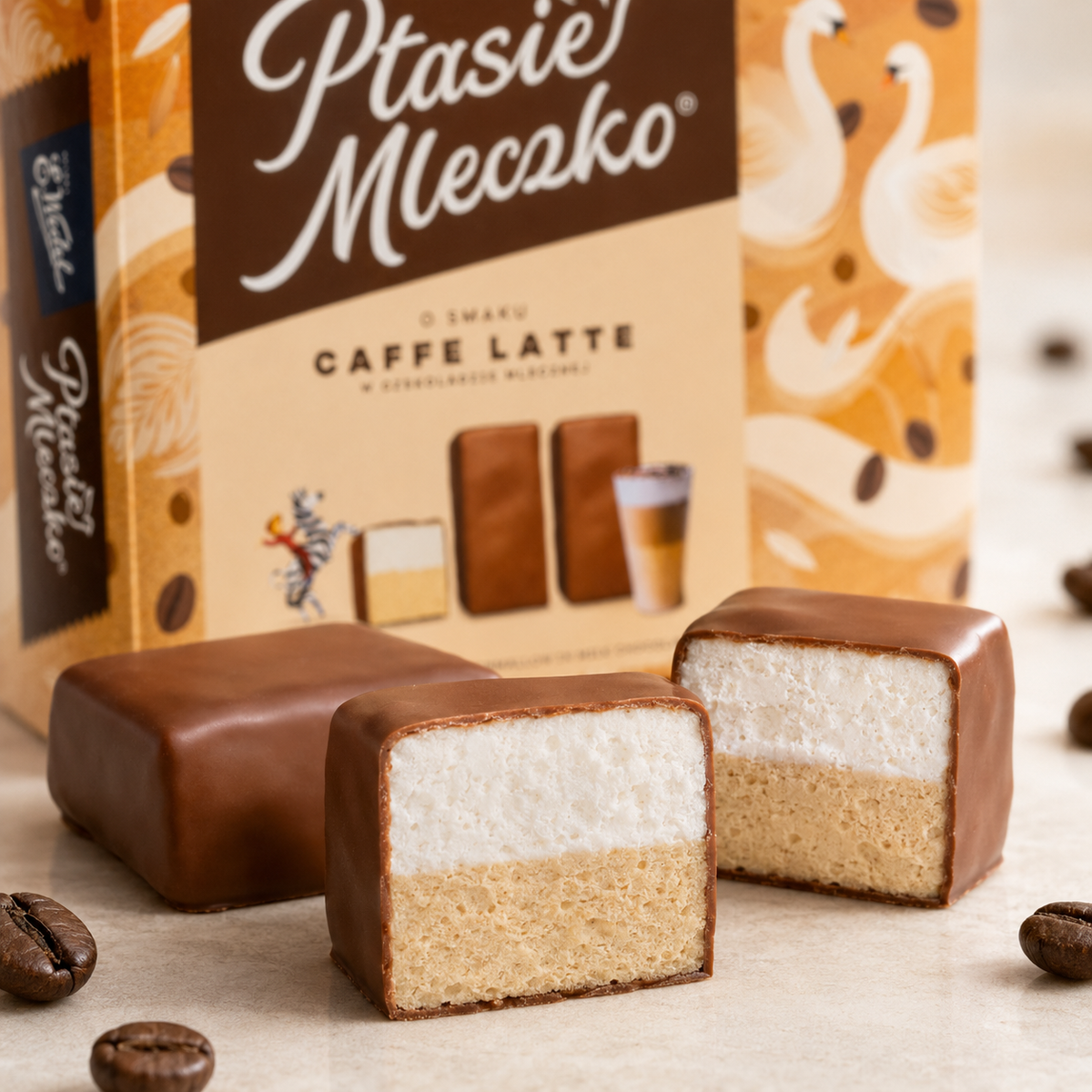 E. Wedel Ptasie Mleczko Polish Bird's Milk – Caffe Latte Marshmallow in Milk Chocolate, 340g
