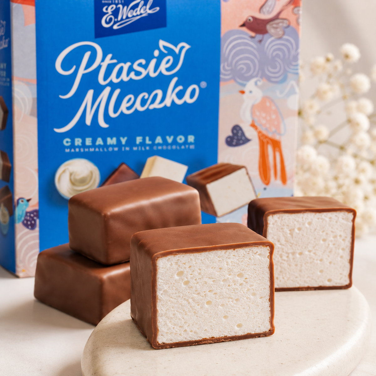 E. Wedel Ptasie Mleczko Polish Bird's Milk – Creamy Marshmallow in Milk Chocolate, 340g