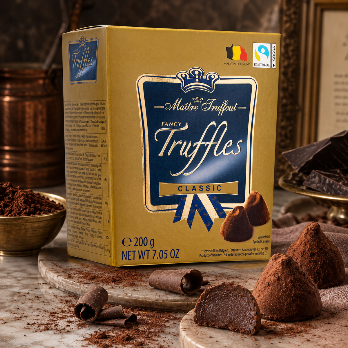 Maitre Truffout Classic Belgian Cocoa-Dusted Truffles, 200g