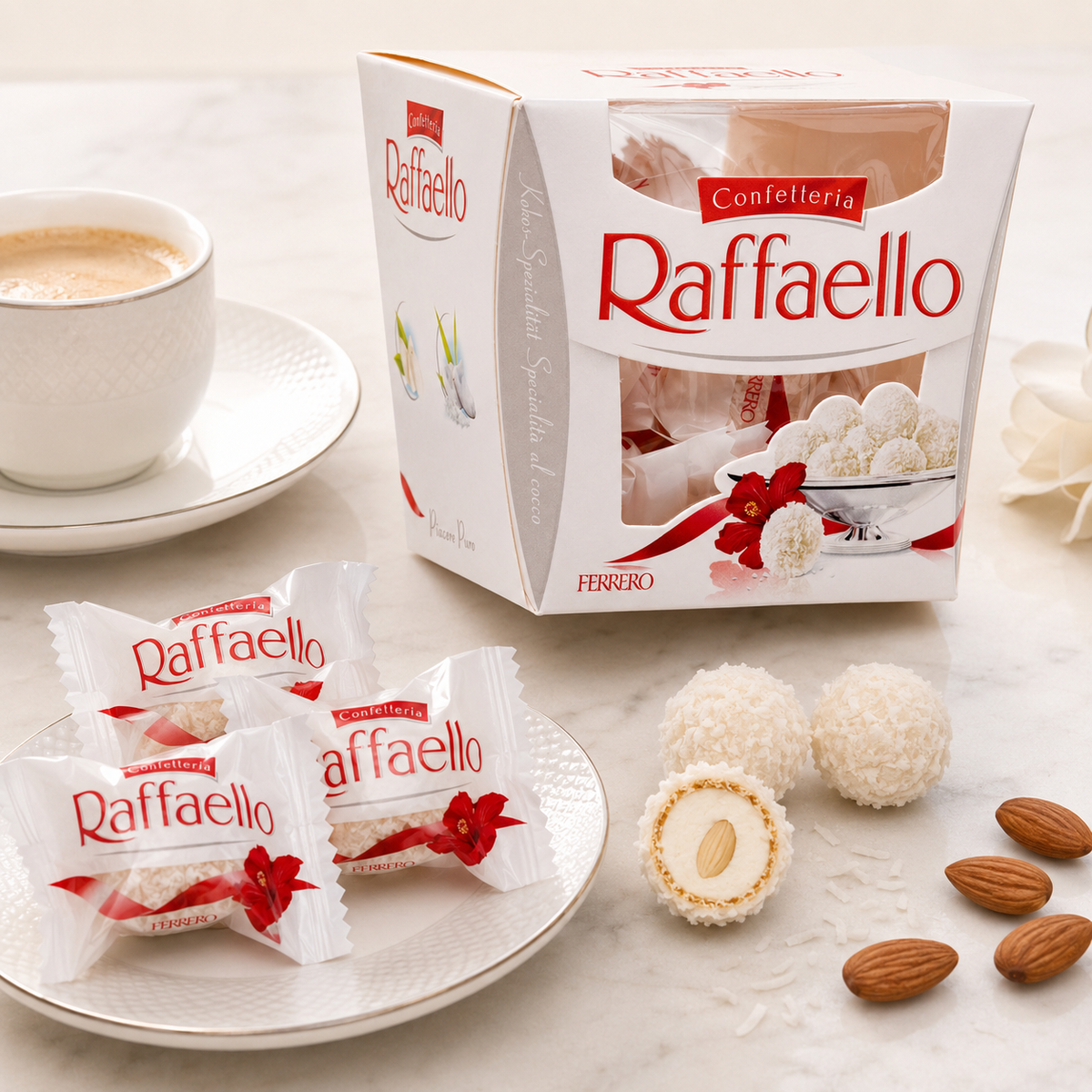 Ferrero Raffaello Coconut Almond Wafer Candy Gift Box, 14 Pieces, 5.29 oz (150 g)