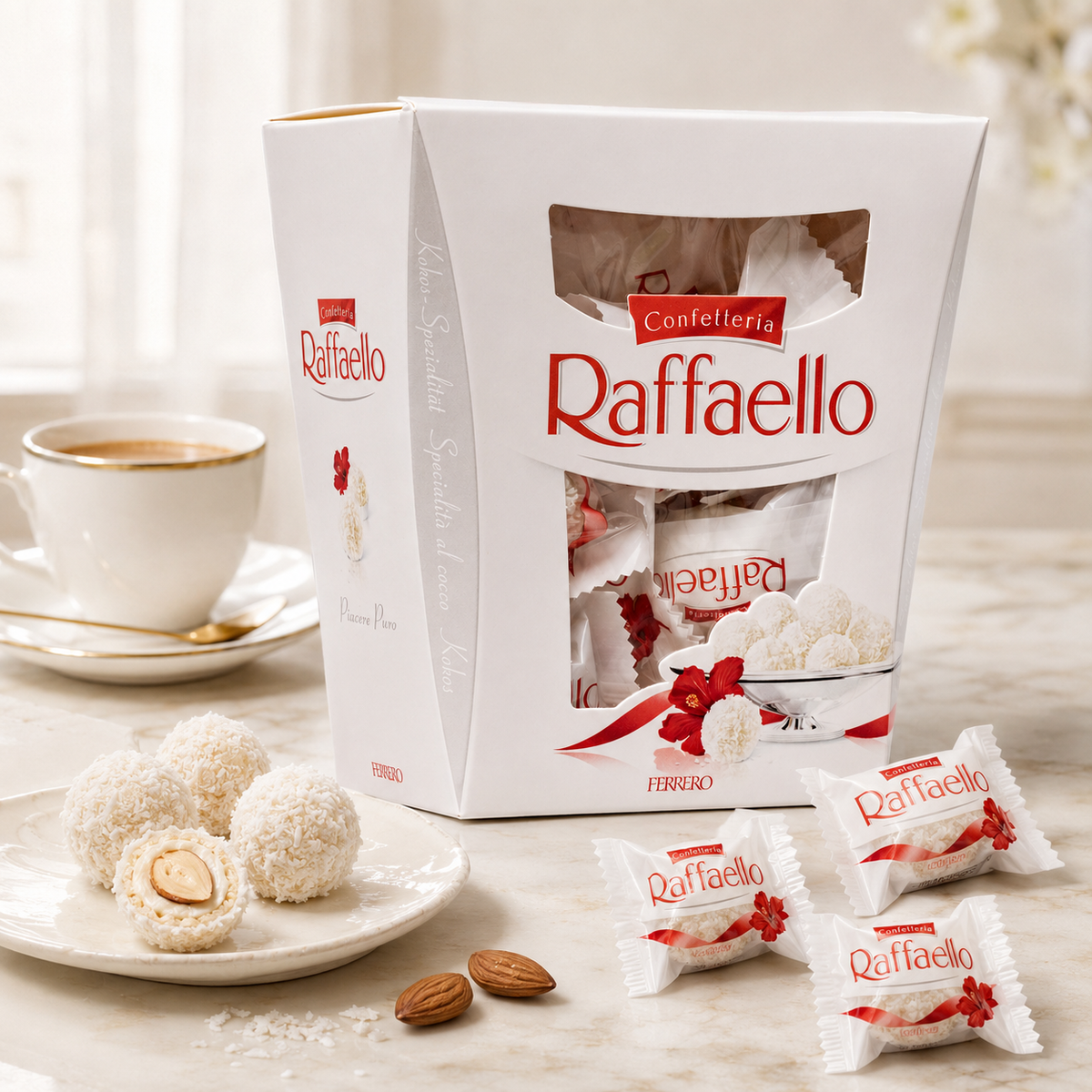 Ferrero Raffaello Coconut Almond Wafer Candy Gift Box, 22 Pieces, 8.05 oz (230 g)